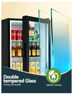 Devanti Bar Fridge Glass Door 56L in Black