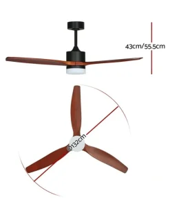 Devanti 3 Blades with Light DC Motor Ceiling Fan 52inch in Dark Wood