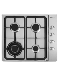 Devanti 4 Burner Cooktop NG LPG Stainless Steel 60cm in Silver