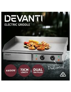 Devanti Commercial Electric Griddle 73cm BBQ Grill Plate 4400w