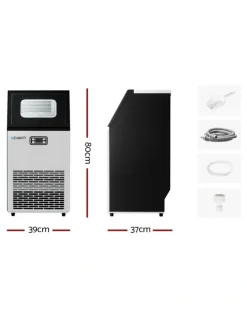 Devanti Commercial Ice Maker Cube Machine in Black/White