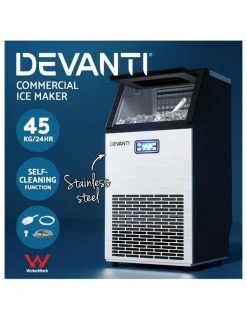 Devanti Commercial Ice Maker Cube Machine in Black/White
