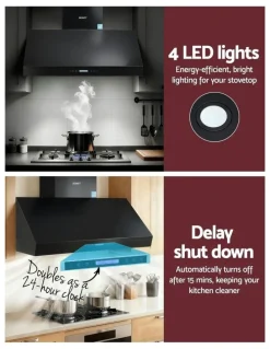 Devanti Commercial Range Hood 1200mm in Black