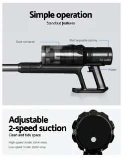 Devanti Cordless Handheld Vacuum Cleaner 350W in Grey