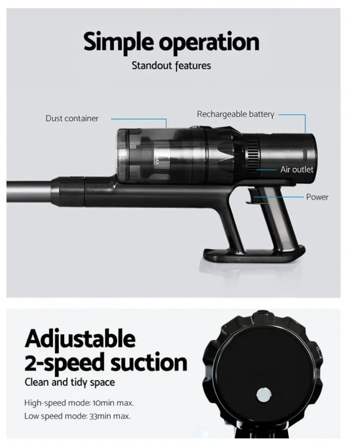 Devanti Cordless Handheld Vacuum Cleaner 350W in Grey