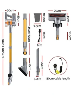Devanti Cordless Self-Standing Stick Vacuum Cleaner 300W in Golden