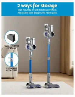 Devanti Cordless Self-Standing Stick Vacuum Cleaner 300W in Blue