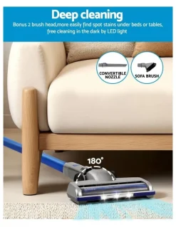 Devanti Cordless Self-Standing Stick Vacuum Cleaner 300W in Blue