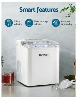 Devanti Countertop with Self Cleaning Ice Maker Machine 1.2L 12kg in White