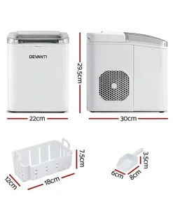 Devanti Countertop with Self Cleaning Ice Maker Machine 1.2L 12kg in White