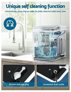 Devanti Countertop with Self Cleaning Ice Maker Machine 1.2L 12kg in White