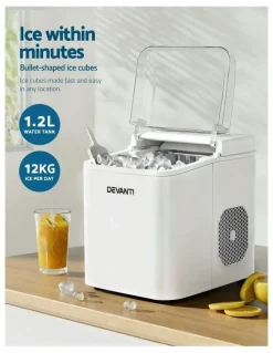 Devanti Countertop with Self Cleaning Ice Maker Machine 1.2L 12kg in White