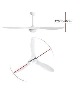 Devanti DC Motor With Light And Remote Ceiling Fan 52'' in White
