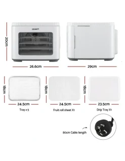 Devanti Devanti Food Dehydrator Machine 5 Tray Mini Fruit Dryer Maker White