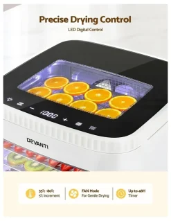 Devanti Devanti Food Dehydrator Machine 5 Tray Mini Fruit Dryer Maker White