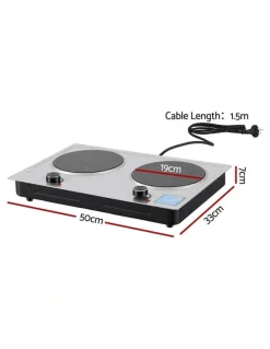 Devanti Devanti 2 Hobs Ceramic Cooktop Electric Hot Plate Infrared Knob Control 2400W