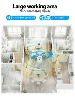 Devanti Devanti 50L/Day Dehumidifier Home Air Dryer Mould Moisture 8.5L Tank