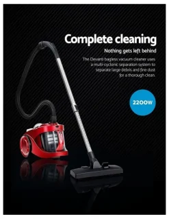 Devanti Devanti 2200W Bagless Vacuum Cleaner in Red
