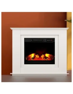 Devanti Electric Fireplace Fire Heater 2000W in White