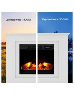 Devanti Electric Fireplace Fire Heater 2000W in White