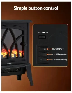 Devanti Electric Fireplace Heater Stove 2000W