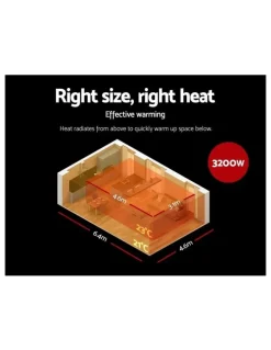 Devanti Electric 3200W Infrared Radiant Strip Heater Black RHP-E76RC-3200-BK