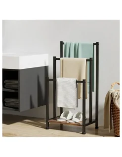 Devanti Freestanding 3 Tier Towel Rack in Black