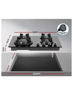 Devanti Gas Cooktop 60cm 4 Burner Ceramic