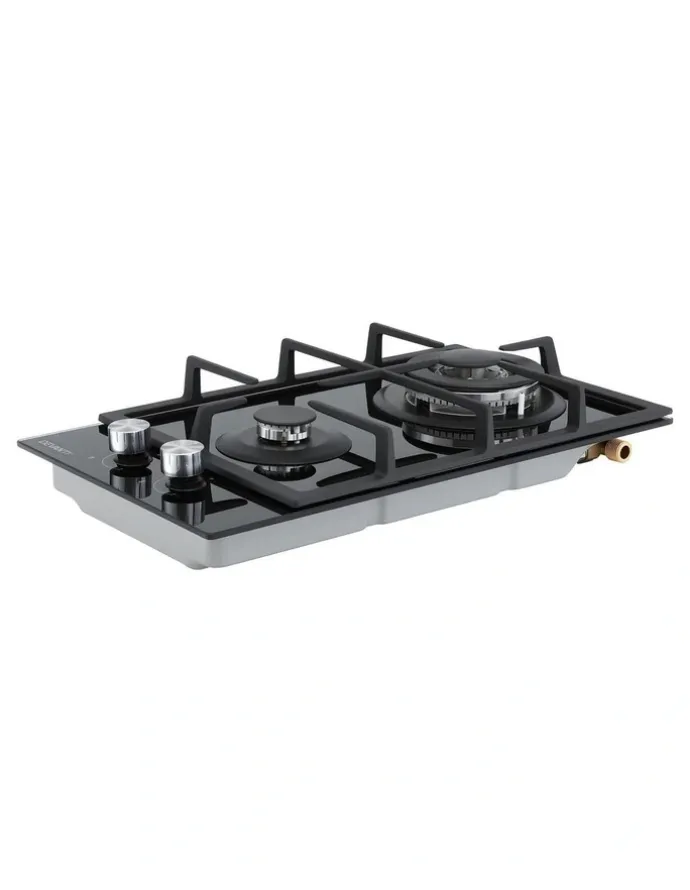 Devanti Gas Cooktop 30cm 2 Burner Built-in Stove Glass Cook Top NG LPG Wok Burner