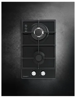 Devanti Gas Cooktop 30cm 2 Burner Built-in Stove Glass Cook Top NG LPG Wok Burner