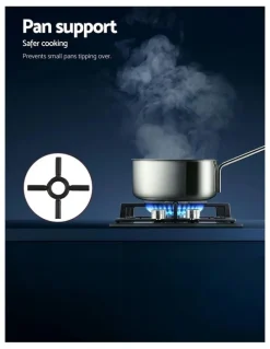 Devanti Gas Cooktop 30cm 2 Burner Built-in Stove Glass Cook Top NG LPG Wok Burner