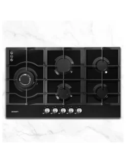 Devanti Gas Cooktop 90cm 5 Burner in Black