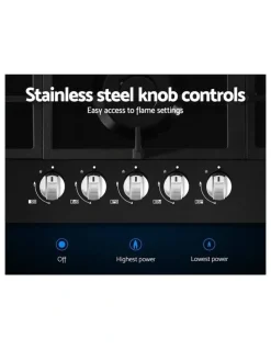 Devanti Gas Cooktop 90cm 5 Burner in Black