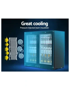 Devanti 2 Glass Door Bar Fridge Black BF-E-198L-BK