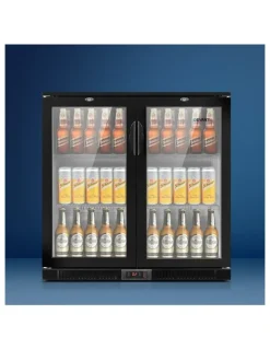 Devanti 2 Glass Door Bar Fridge Black BF-E-198L-BK