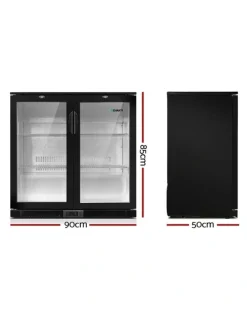 Devanti 2 Glass Door Bar Fridge Black BF-E-198L-BK