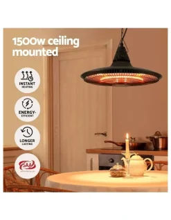 Devanti Hanging Electric Patio Heater 1500W in Black