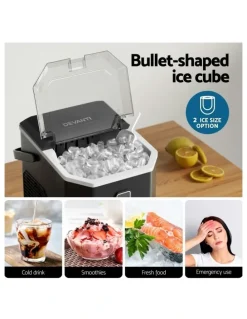 Devanti Holder Ice Maker Machine With Scoop 12kg in Black