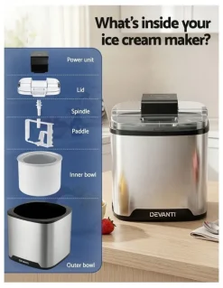 Devanti Ice Cream Maker Machine 2L in Sliver