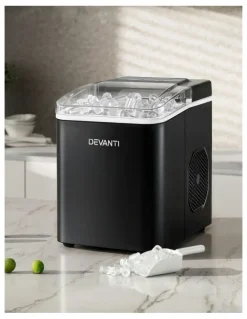 Devanti Ice Maker Machine Portable 12kg Countertop with Self Cleaning 1.2L in Black