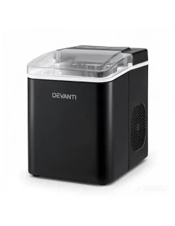 Devanti Ice Maker Machine Portable 12kg Countertop with Self Cleaning 1.2L in Black