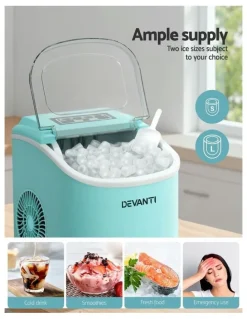 Devanti Ice Maker Machine With Self Cleaning 12kg in Green