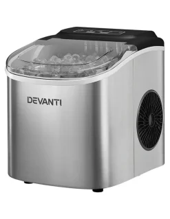 Devanti Ice Maker Machine w/Self Cleaning 12kg in Silver