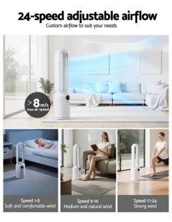Devanti 2in1 Bladeless Fan Air Purification with Remote 88cm in White