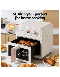 Devanti Knob Control Air Fryer 1700W 6L in Cream