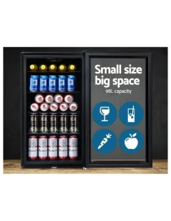Devanti 98L Bar Fridge Glass Door