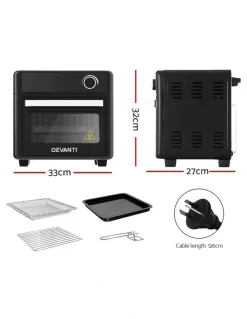 Devanti LCD Air Fryer Oven 15L in Black