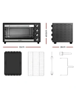 Devanti 45L Convection Oven Electric Fryer Ovens 1800W