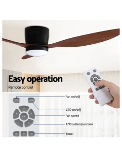 Devanti Light with Remote DC Motor Ceiling Fan 52inch in Dark Wood