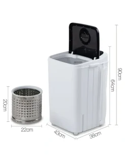 Devanti Mini Portable Washing Machine 4.6kg in White/Black